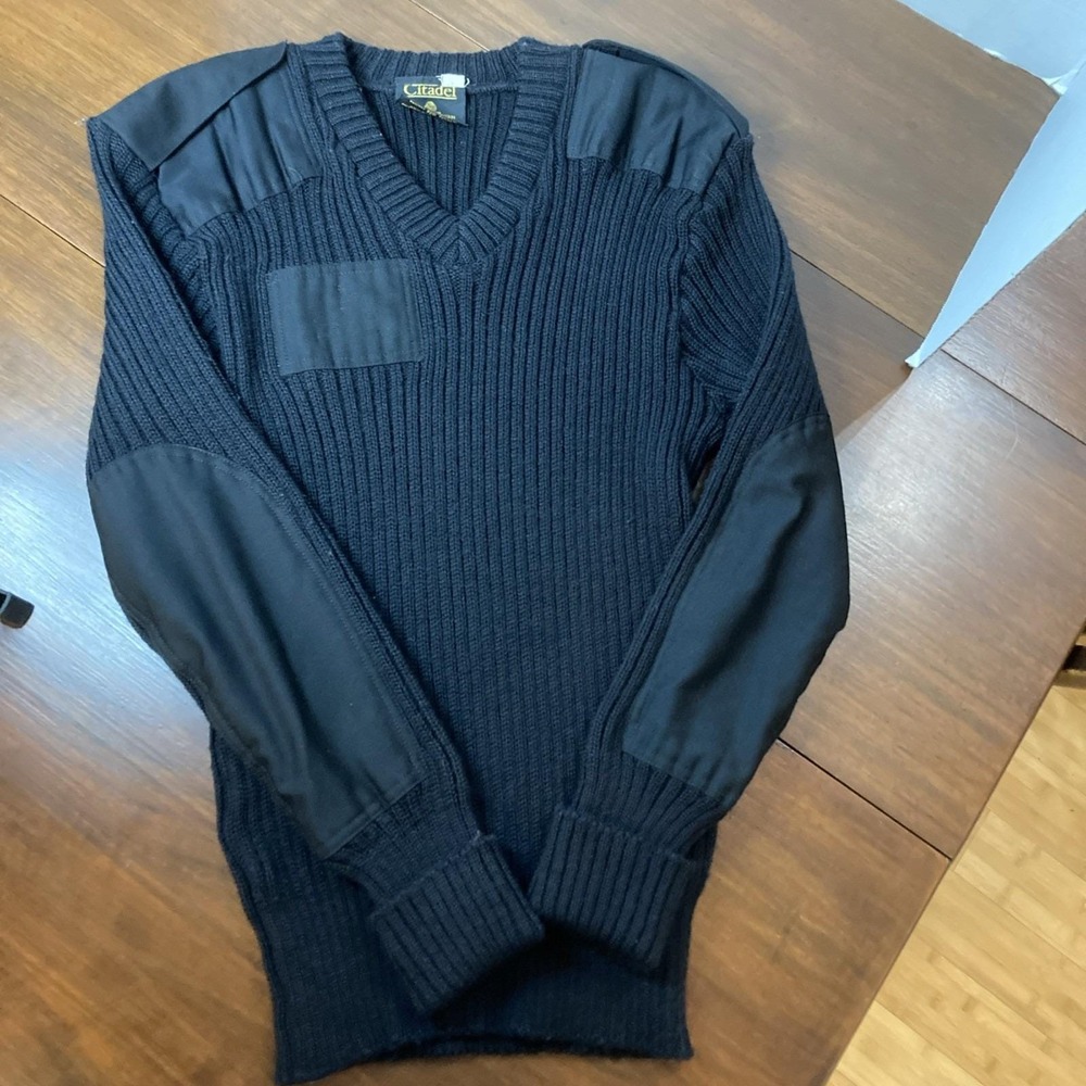 VTG Military Citadel Sweater Men 40 Black 100% Virgin Wool Made N Great Britain